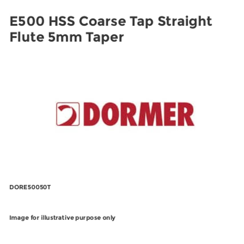E500 HSS Coarse Tap Straight Flute 5mm Taper