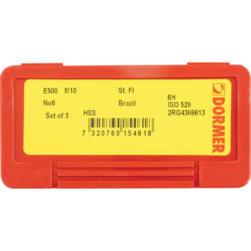 E500 M10X1.50MM HSS Straight Flute NO.6 Tap Set