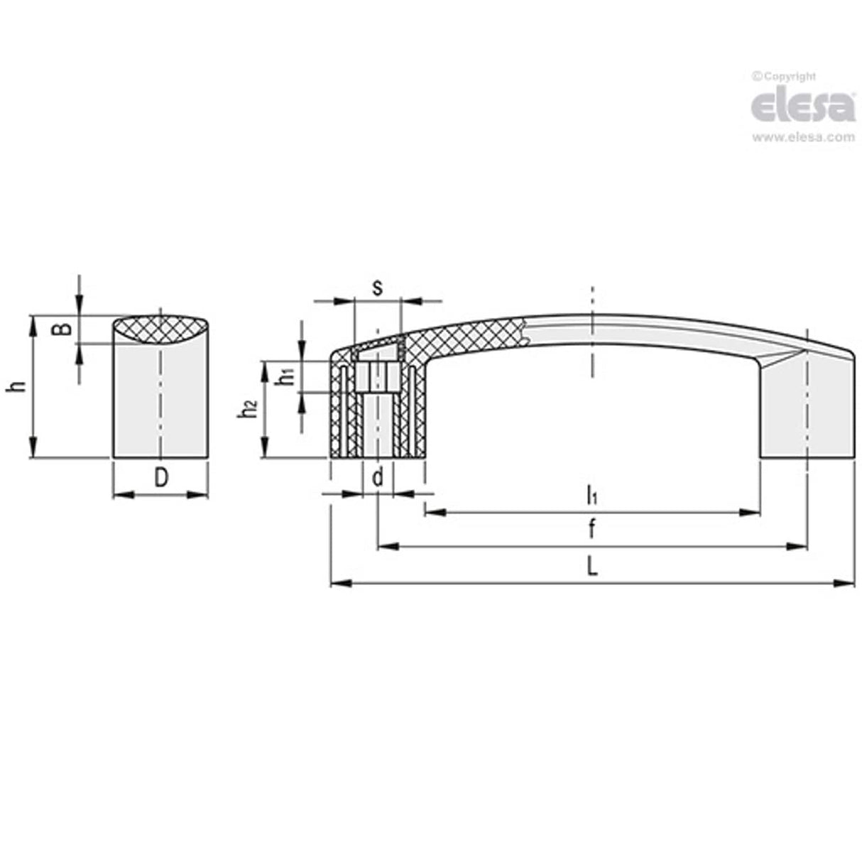 EBPFLX Flexible bridge handles Technopolymer with elastomer EBP.180-8-FLX-C2