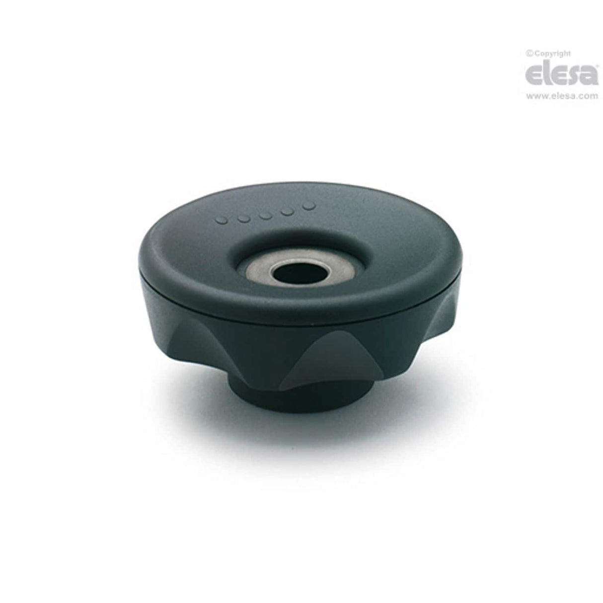 ELK Knobs with rear lobes Technopolymer Black-oxide steel boss plain pass-through hole ELK.56 FP-A-10-C1