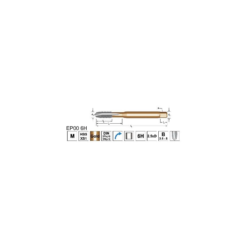 EP00 M2X0.40 6H HSS-XS1 Sp/Pt Machine Tap