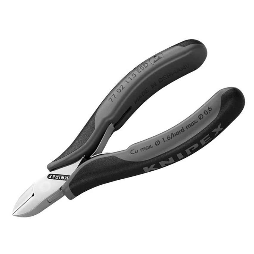 ESD Electronics Diagonal Cutters - Round Head Small Bevel 115mm KPX7702ESD