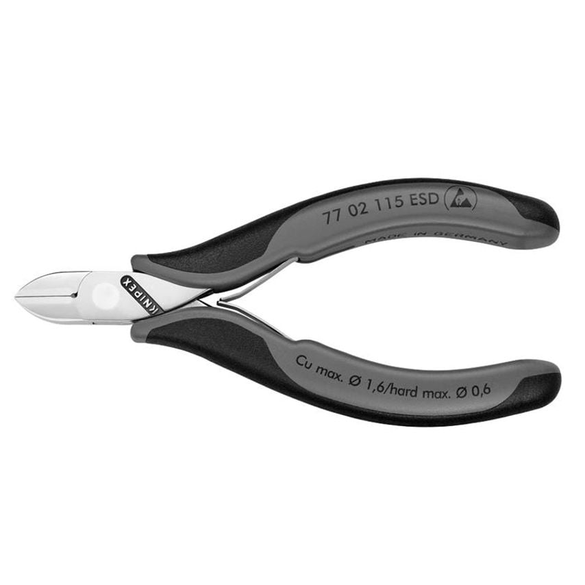 ESD Electronics Diagonal Cutters - Round Head Small Bevel 115mm KPX7702ESD
