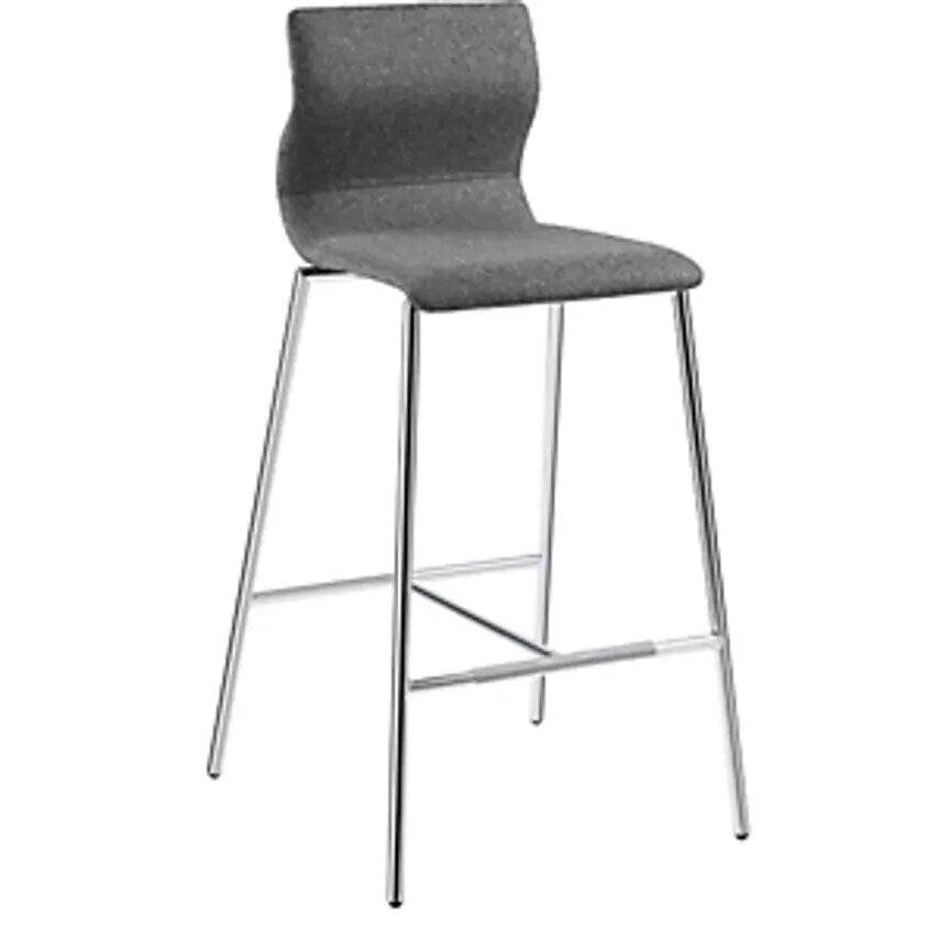 EVORA Bar Stool, Upholstered, Chrome Plated Frame, Charcoal
