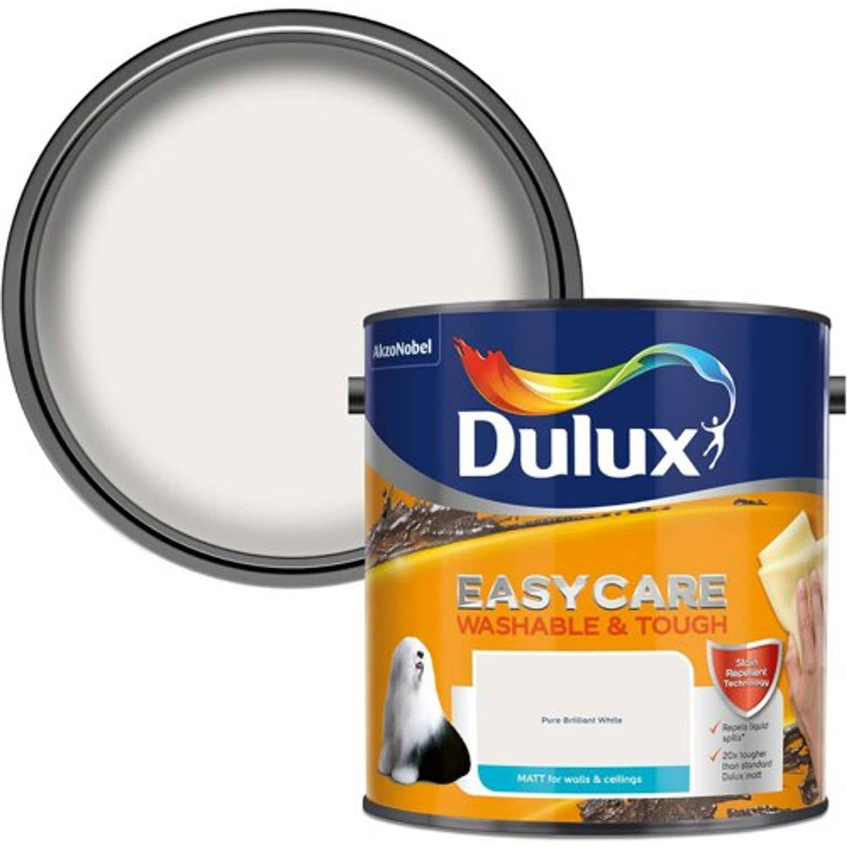 Easycare Matt Emulsion Paint for Walls & Ceilings Pure Brilliant White - 2.5L