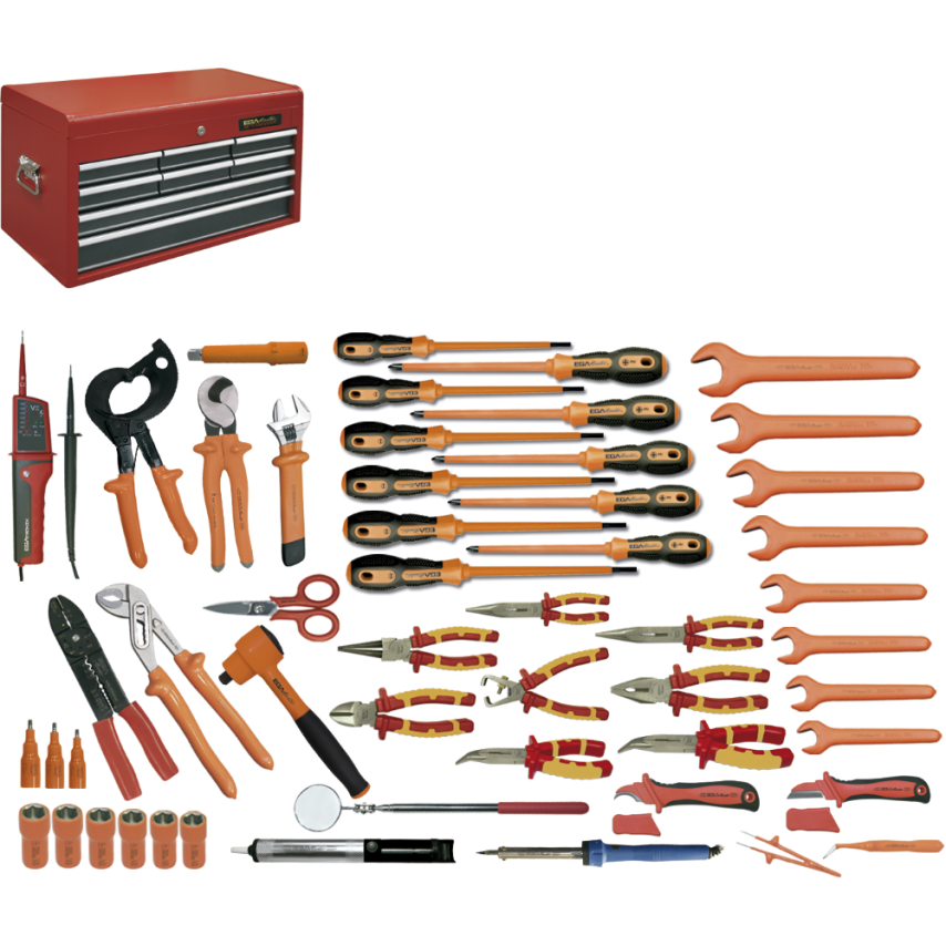 Electrician Set 52 Pieces with Tool Chest