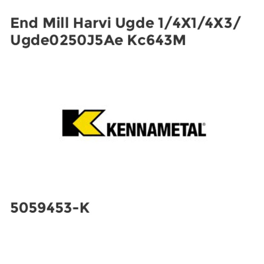 End Mill Harvi Ugde 1/4X1/4X3/UGDE0250J5AE KC643M