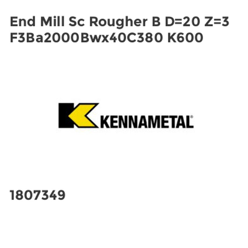 End Mill SC Rougher B D=20 Z=3 F3BA2000BWX40C380 K600
