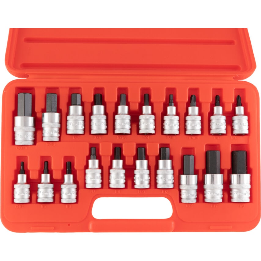 Eng Hex & Screwdriver Bit Set 1/2" Square DR 20 PC