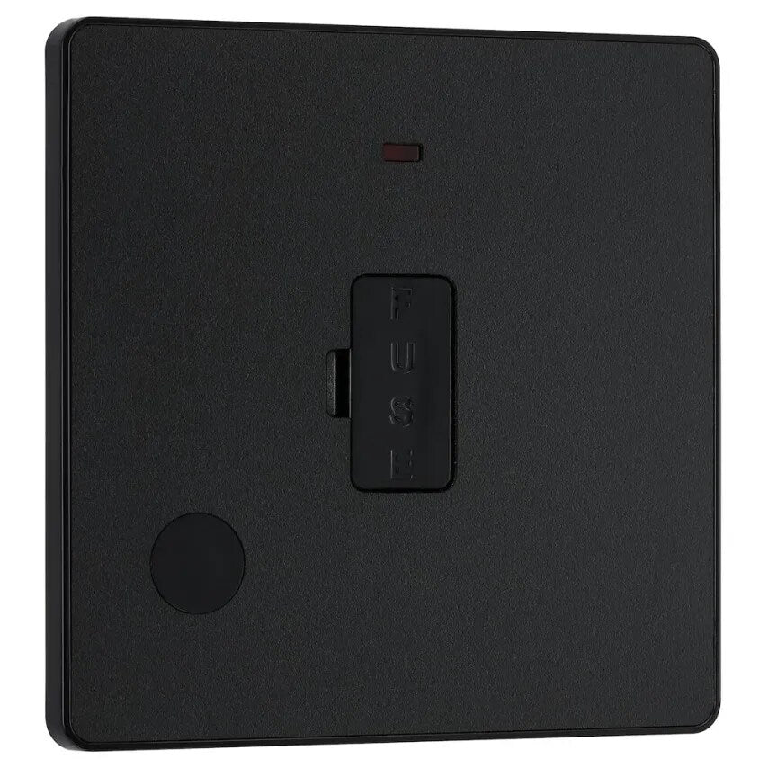 Evolve Matt Black Unswitched 13A Spur+power Led+fle x