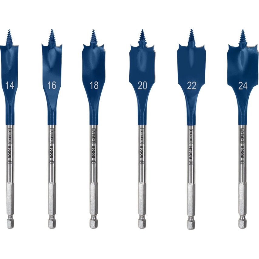 Expert Selfcut Speed Spade Drill Bit Set - 14/16/18/20/22/24MM