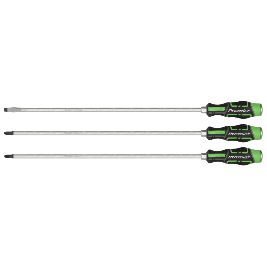Extra-long Hammer-thru Screwdriver Set Hi-vis Green 450mm 3 Piece