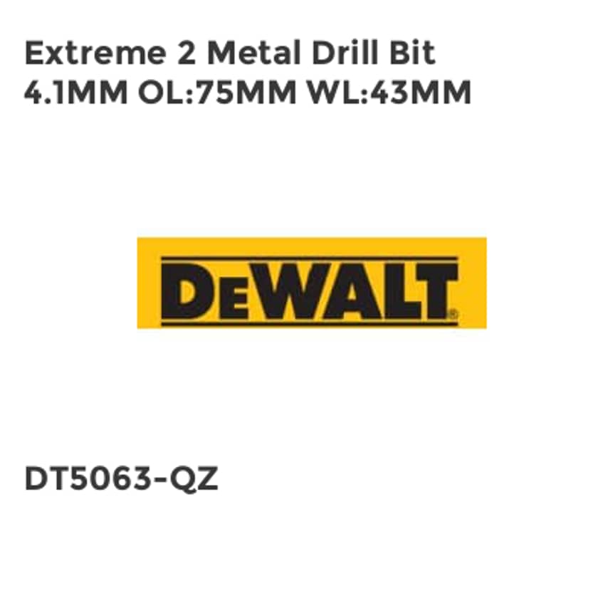 Extreme 2 Metal Drill Bit 4.1MM OL:75MM WL:43MM
