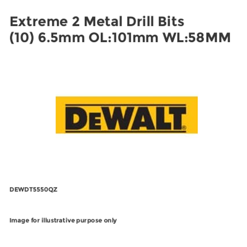 Extreme 2 Metal Drill Bits (10) 6.5mm OL:101mm WL:58MM