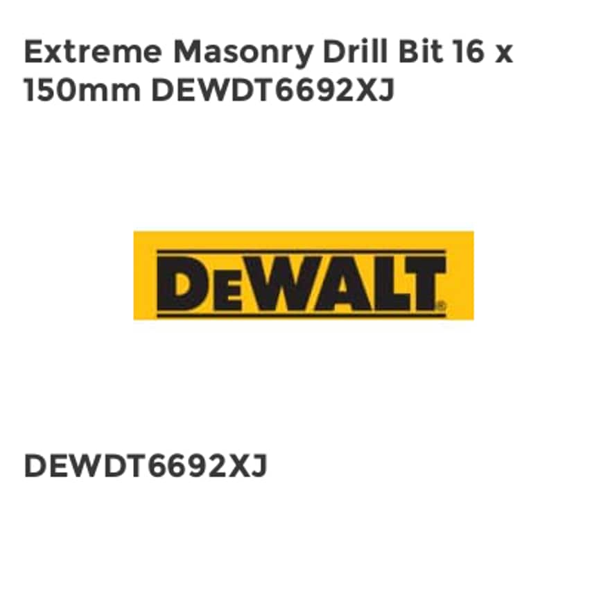 Extreme Masonry Drill Bit 16 x 150mm DEWDT6692XJ