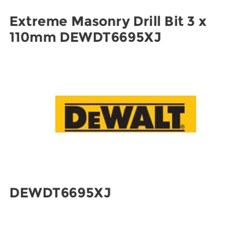 Extreme Masonry Drill Bit 3 x 110mm DEWDT6695XJ
