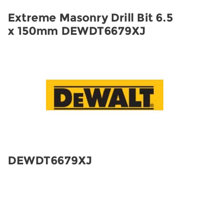 Extreme Masonry Drill Bit 6.5 x 150mm DEWDT6679XJ
