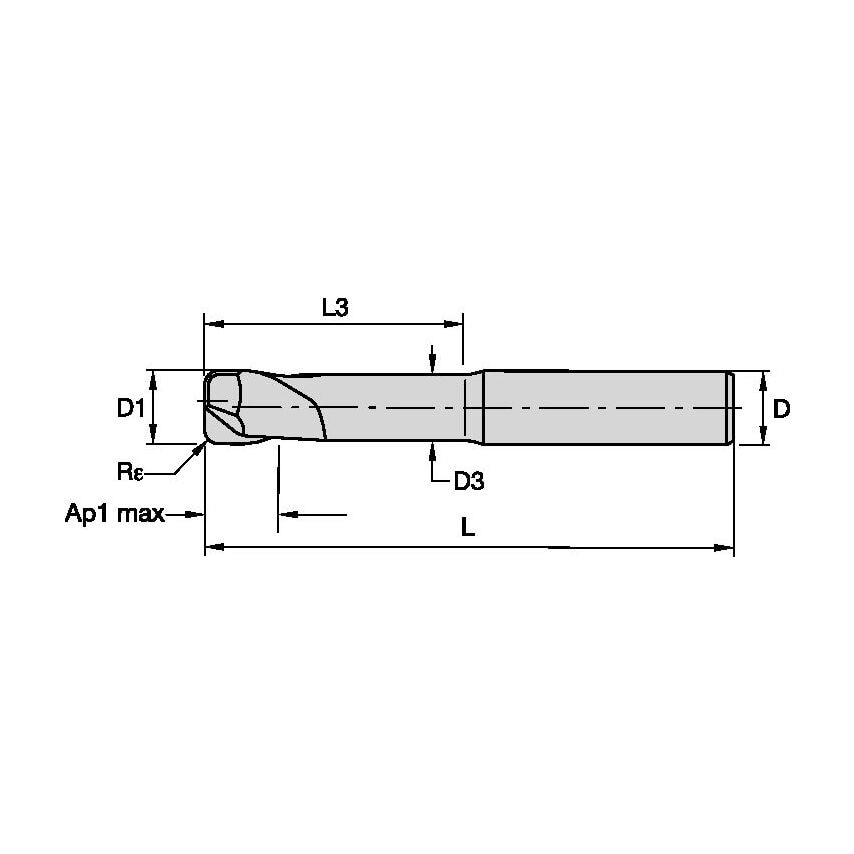 F2AA1200AWL45R400 Solid Carb. End Mill F.ALU A D=12