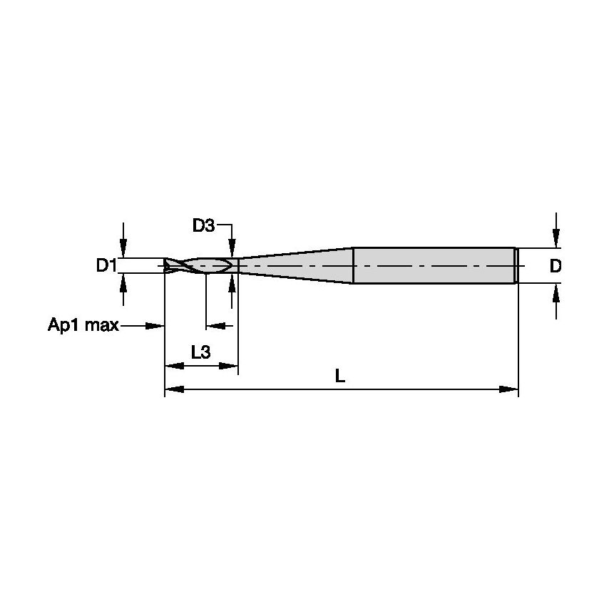 F2AH0200AWM30L300 End Mill Solid Carbide Micro Square Em D=