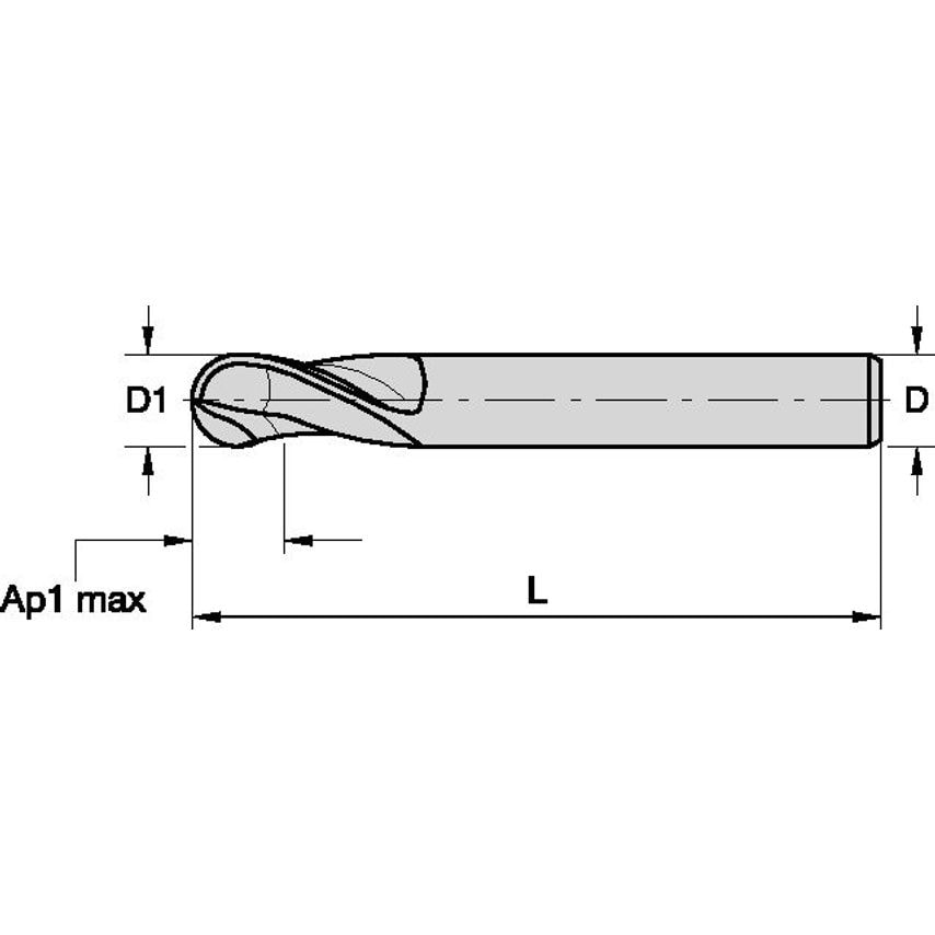 F2AL1200AWX30 End Mill Solid Carbide Ball Nose Mill A D