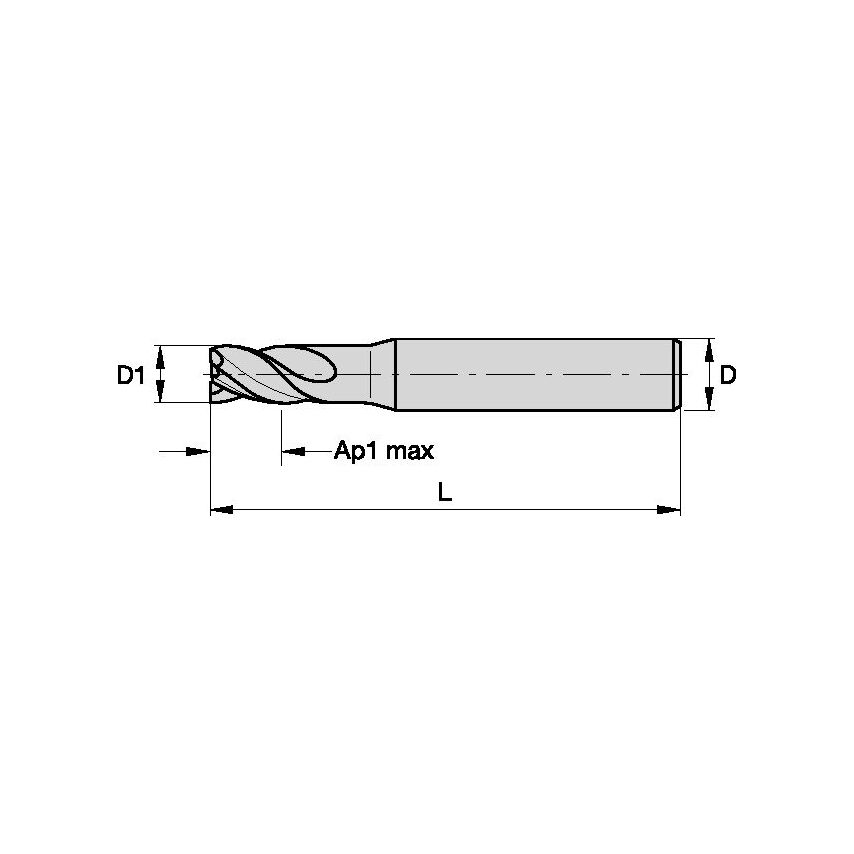 F3AH1600ADL45 Solid Carbide Drill Slot End Mill A D=16 Z=3 45