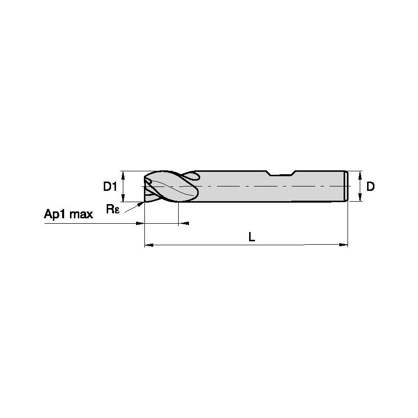 F3AS0800BDK35 End Mill B D=8 Z=3 35DEG