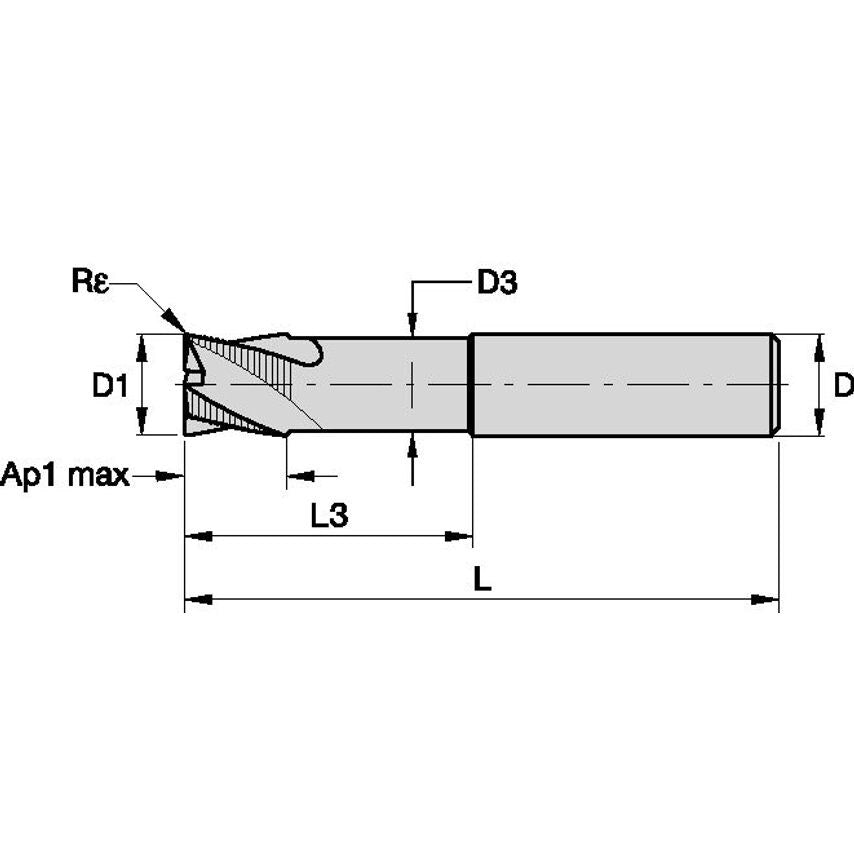F3BA1000ADL40E300 Solid Carbide End Mill Rougher F. ALUA D=1