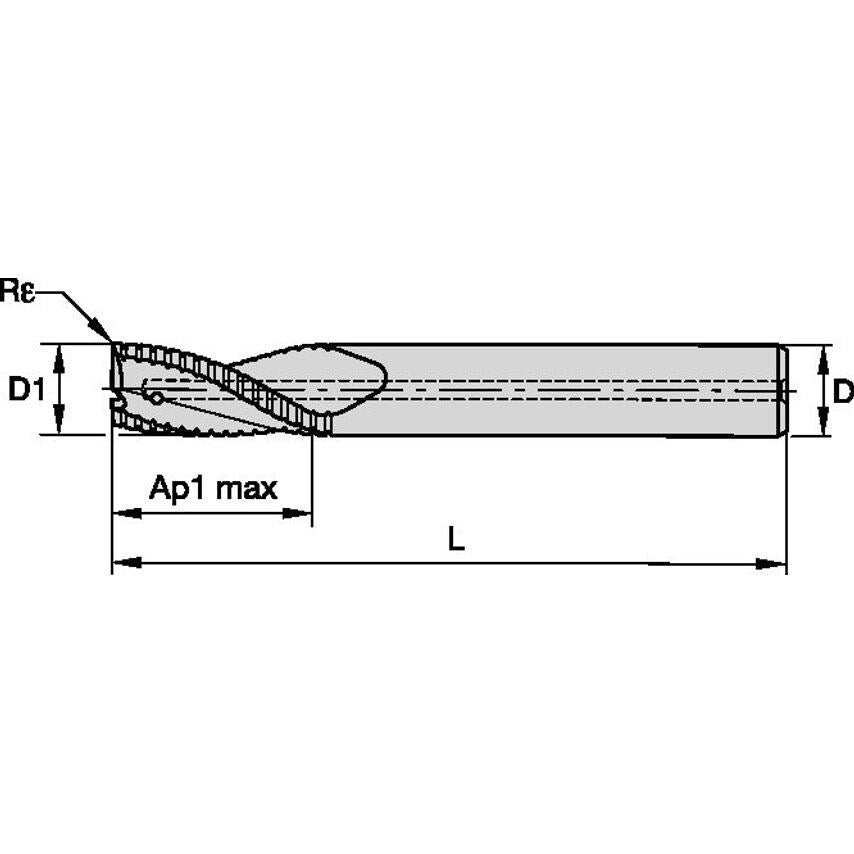 F3BA1200BWL40C260 End Mill Solid Carbide Rougher B D=12 Z=3