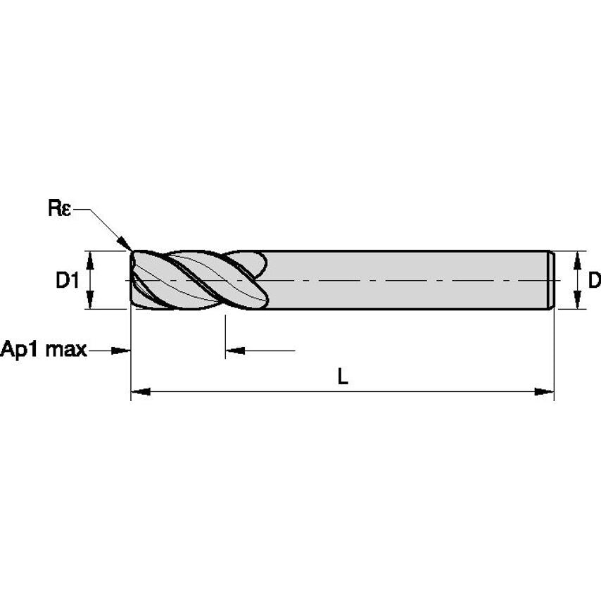 F4AJ1200AWL50R150 Solid Carbide Peripheral End Mill A D=12 Z