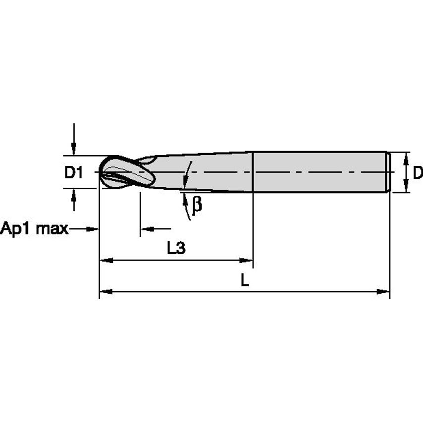F4AL1000AWL30L150 End Mill Solid Carbide BN Conical D=10 Z=