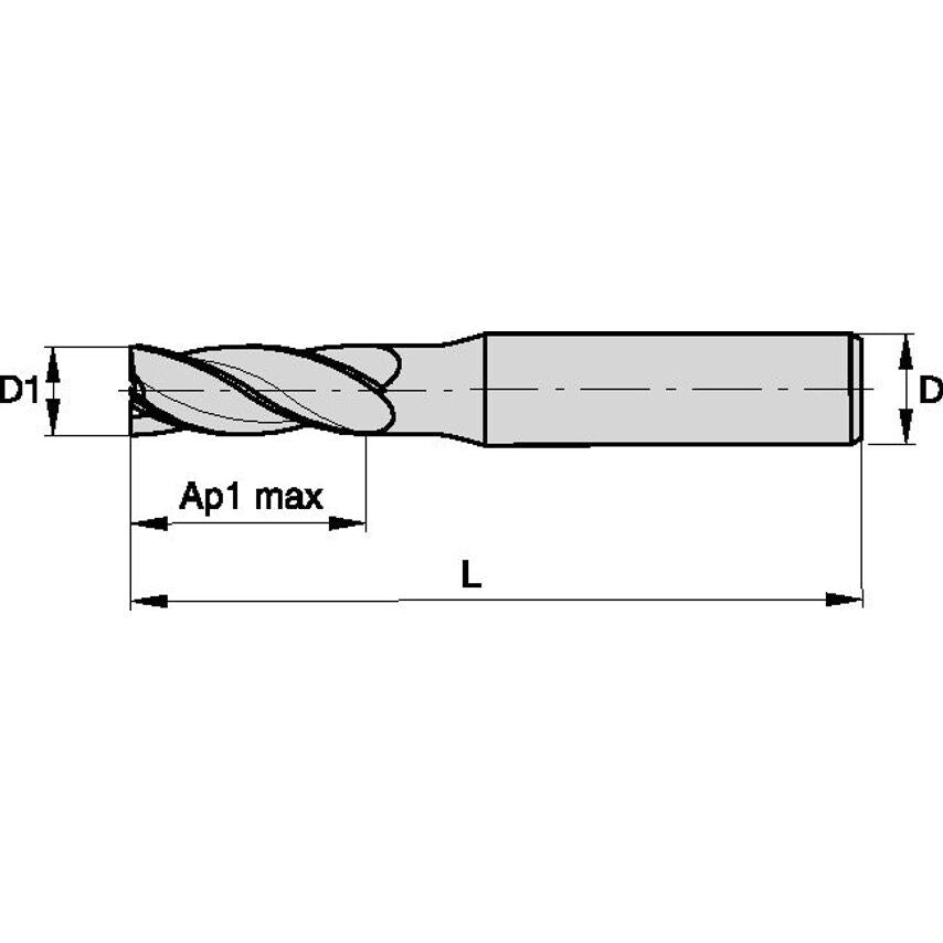 F4AS2500ADL38 Harvi End Mill D=25 Z=4 38DEG