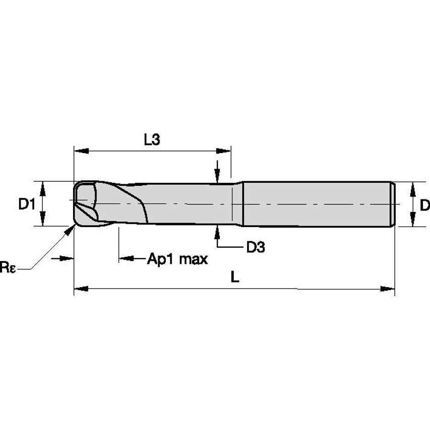 F4AT1000AWM20R025 End Mill VHM Torus A D 10 Z 4 20 R2, 5