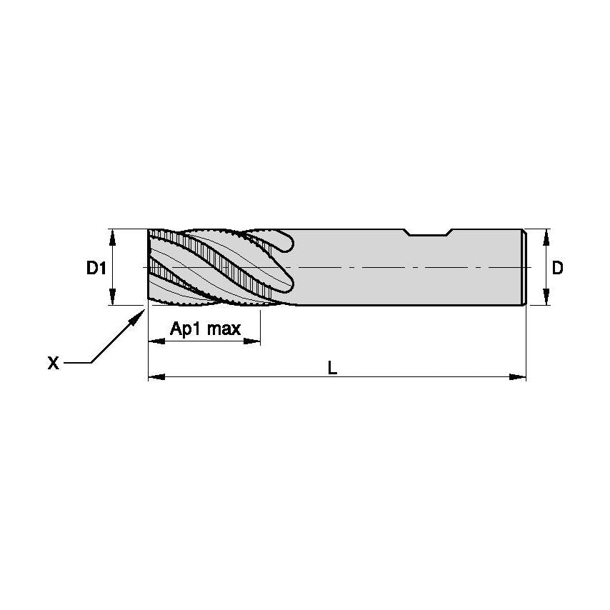 F4BJ2000BWL20L220 End Mill B D=20DEG Z=4 20DEG