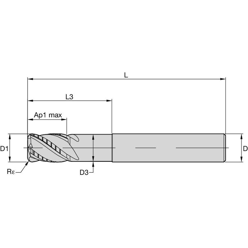 F4BS0800AWM38R100 End Mill F.Titan A D=8 Z=4 38G