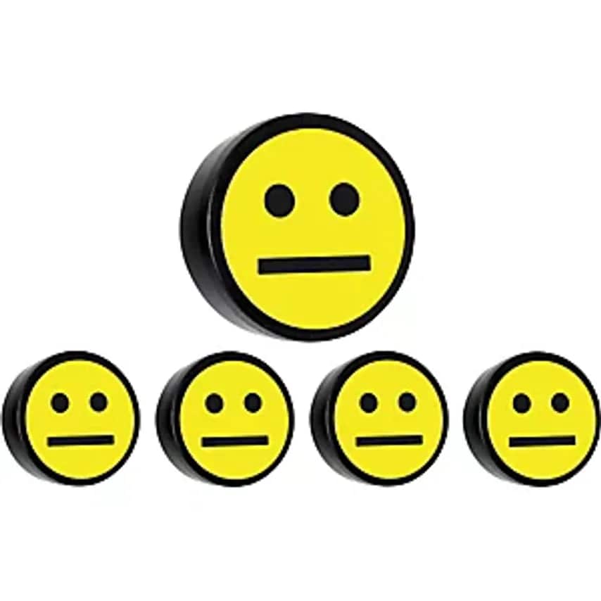 FACE Round Magnet, 35mm, Pack Of 10, Neutral Face, Yellow
