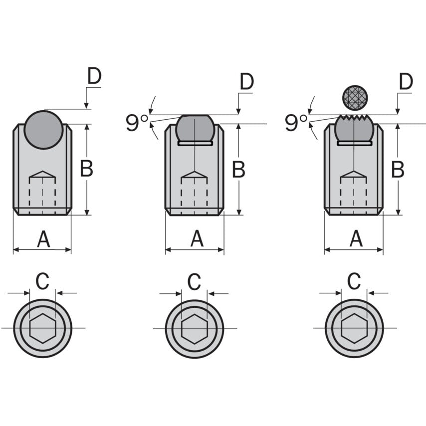 FC16 M10 x 25mm Ball Point Clamp Set Screw