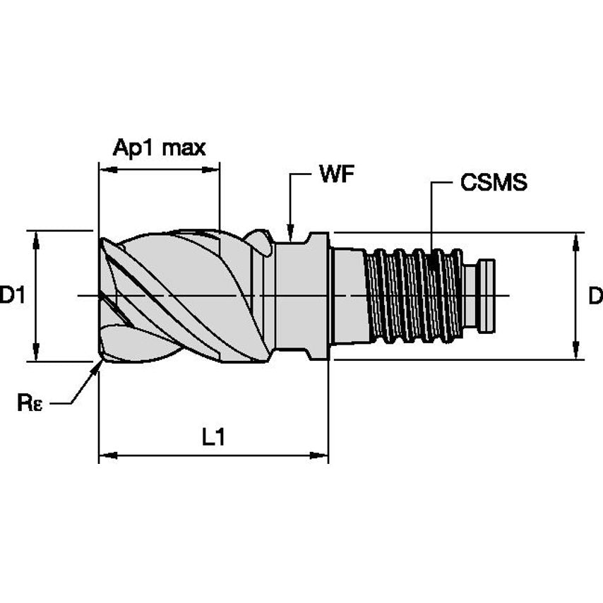 FGDF0970X3AQX End Mill DL 3F 9, 7XDL10X7, 5 R
