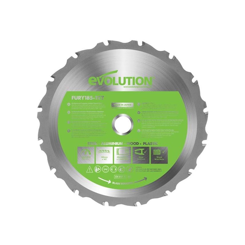 FURY Multi-Purpose TCT Circular Saw Blade 185 x 20mm x 16T EVLF185MULTI