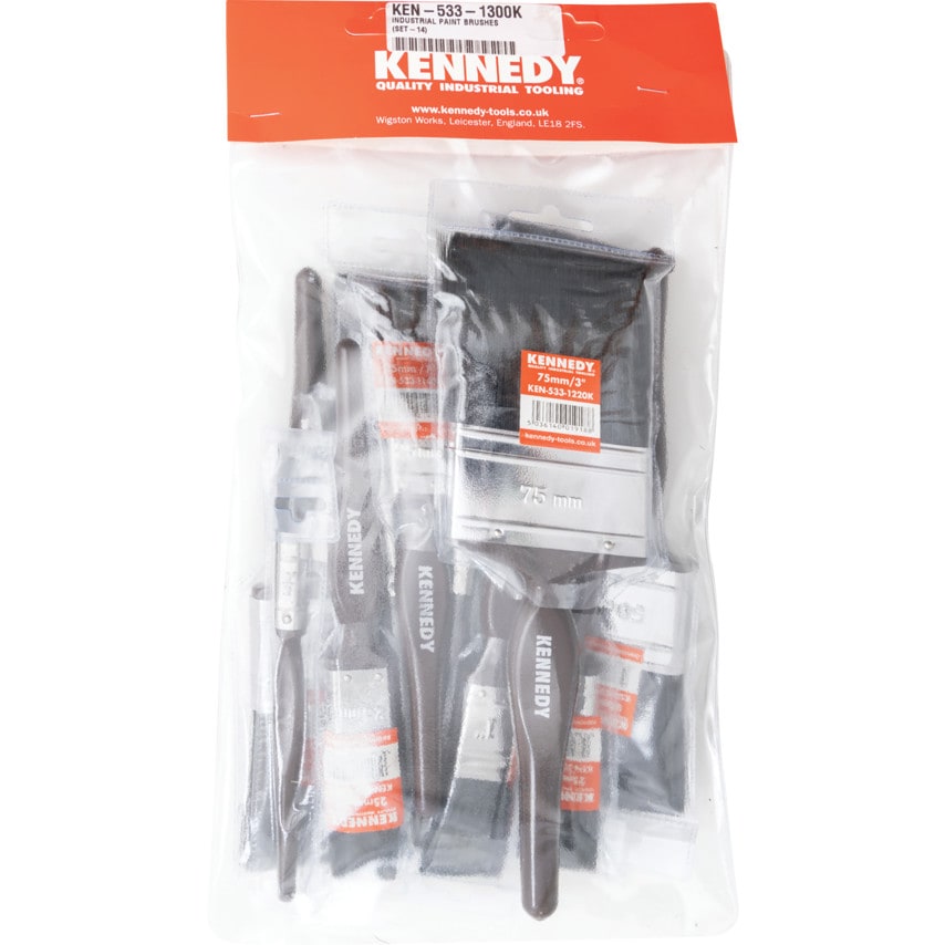 Flat Paint Brush Set, Natural Bristle, Set of 14