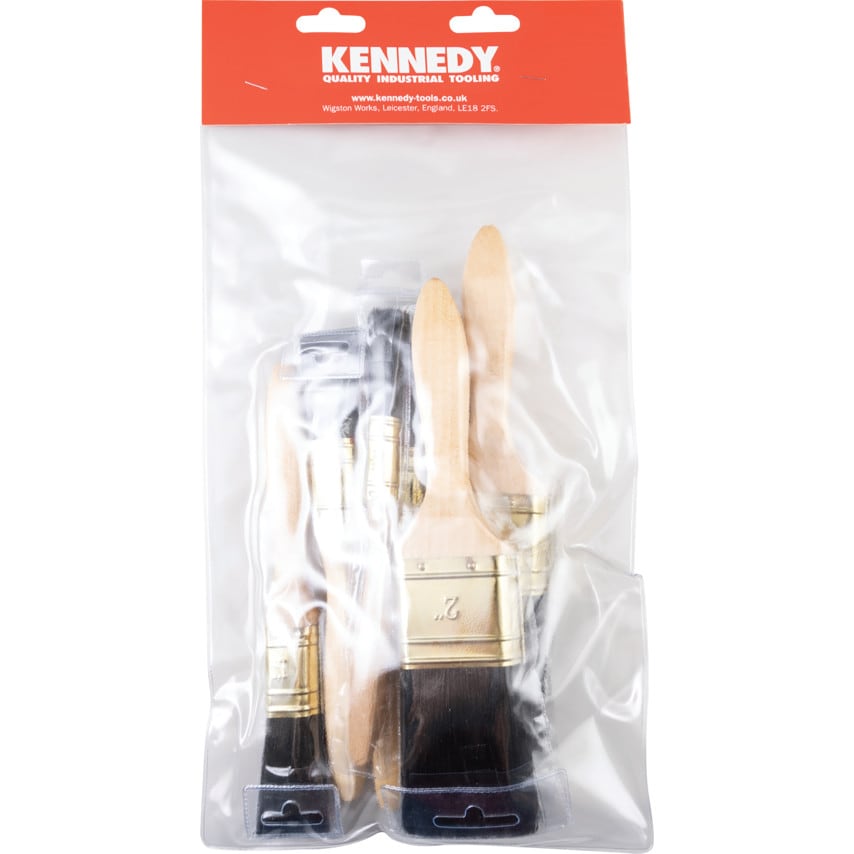 Flat Paint Brush Set, Natural Bristle, Set of 5