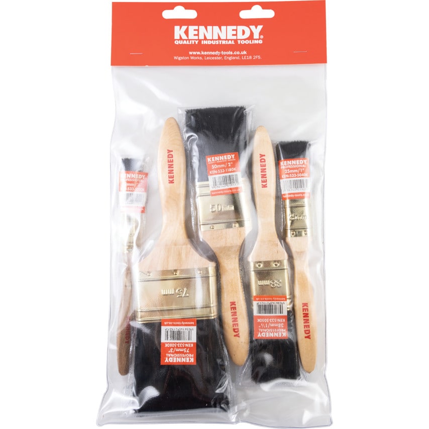 Flat Paint Brush Set, Natural Bristle, Set of 5
