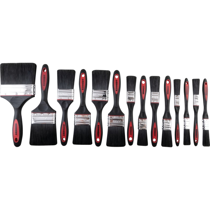 Flat Paint Brush Set, Synthetic Bristle, Set of 14