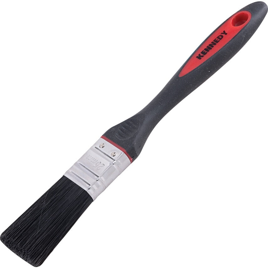 Flat Paint Brush, Synthetic Bristle, 1in