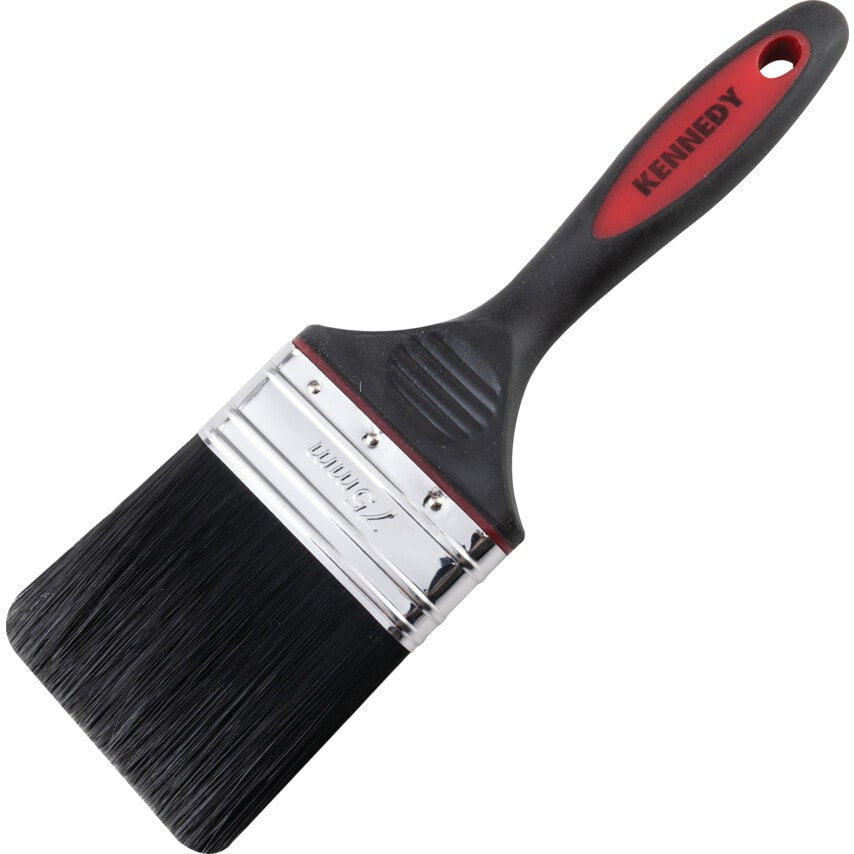 Flat Paint Brush, Synthetic Bristle, 3in