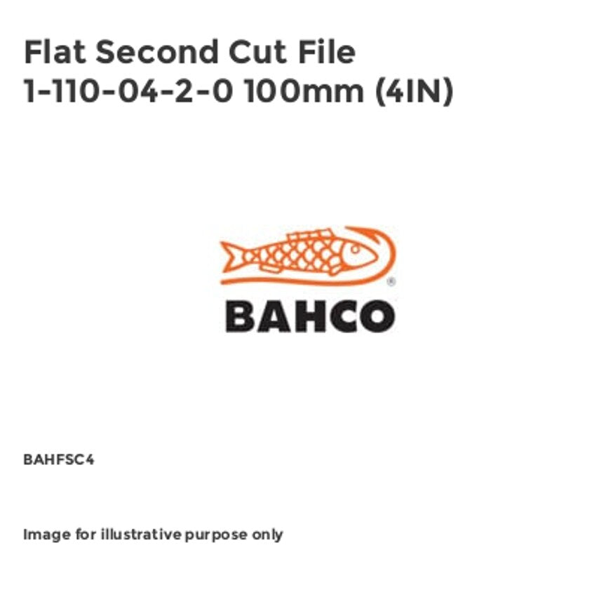 Flat Second Cut File 1-110-04-2-0 100mm (4IN) BAHFSC4