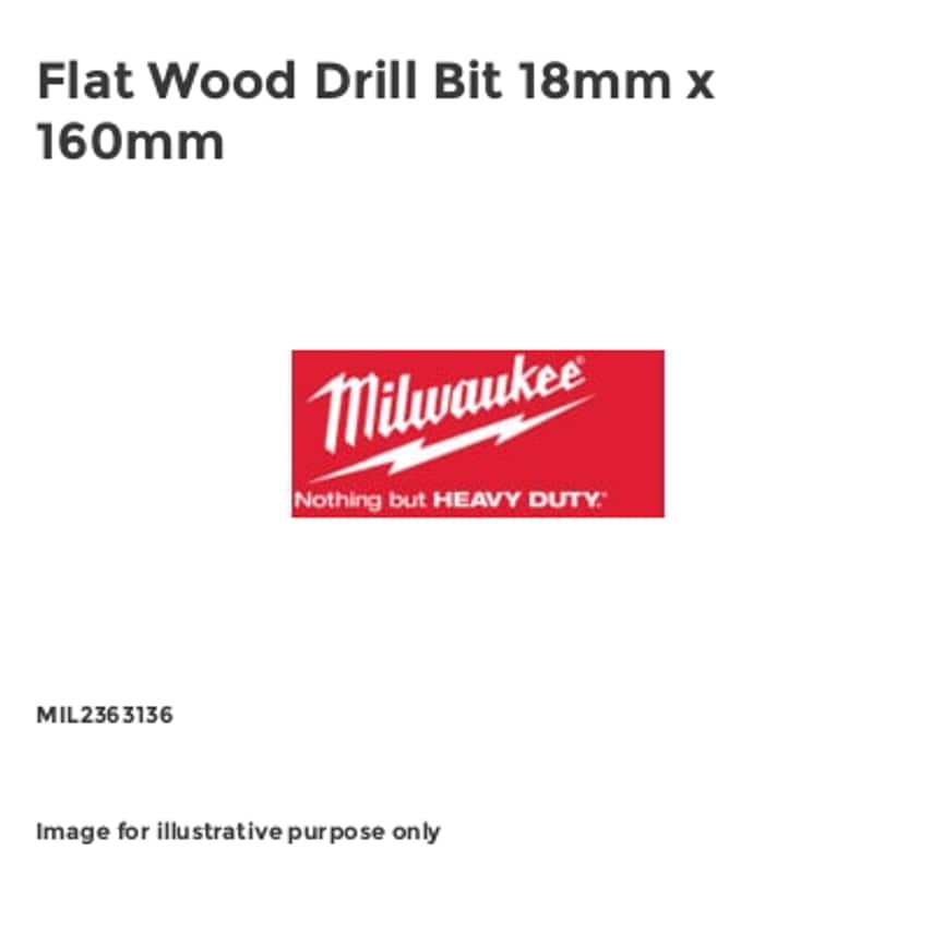 Flat Wood Drill Bit 18mm x 160mm
