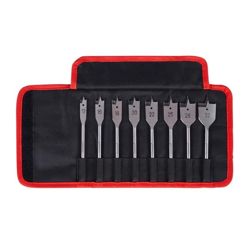 Flat Wood Drill Bit Set, 8 Piece