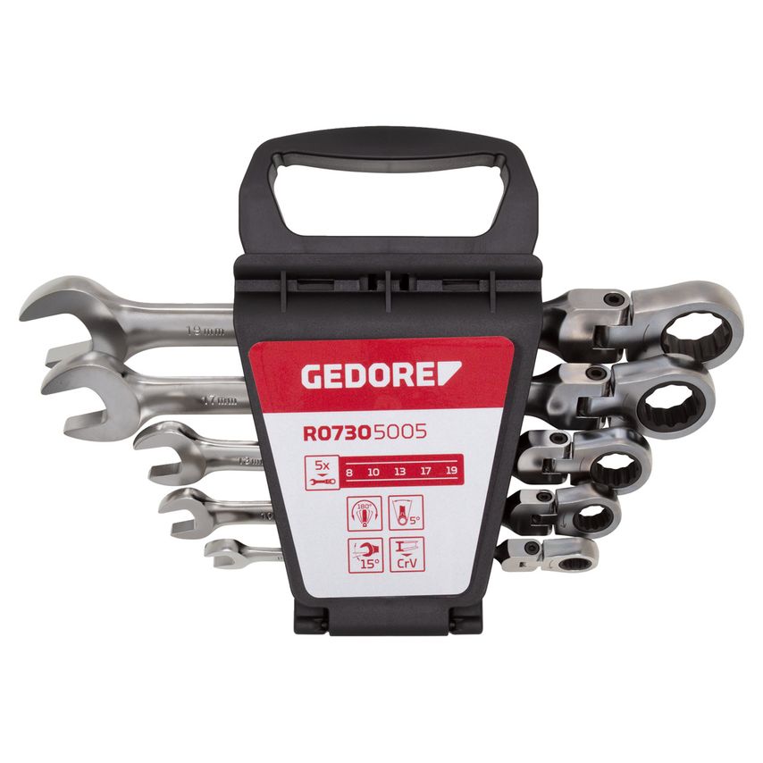 Flex.comb.ratchet span.set 8-19mm 5pcs