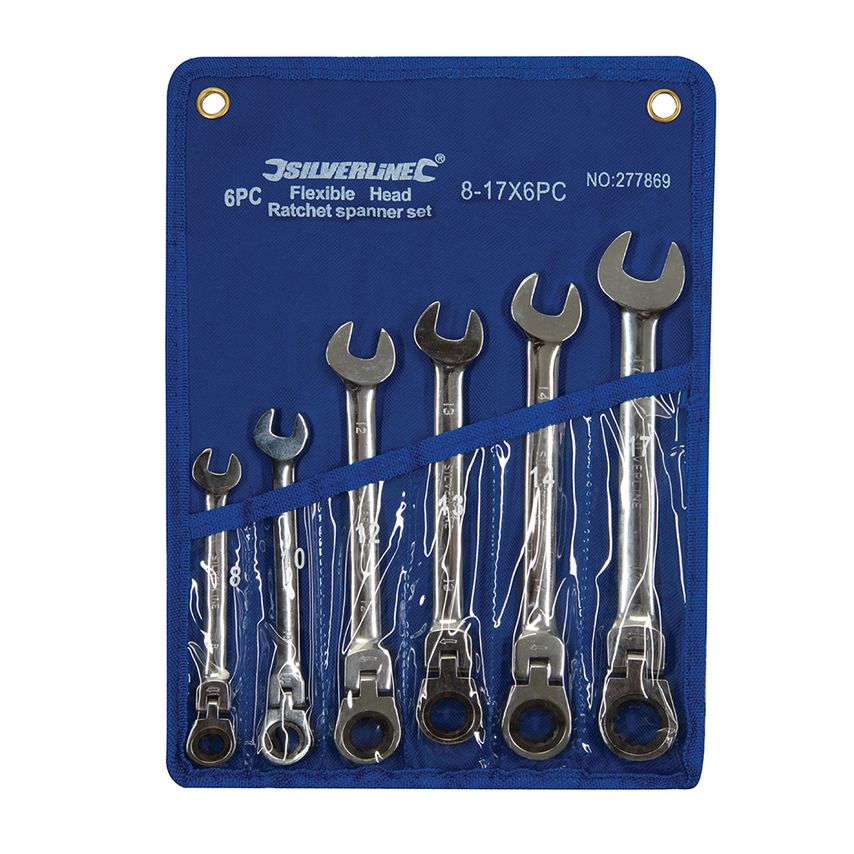 Flexible Head Ratchet Spanner Set 6 Piece 8 - 17mm