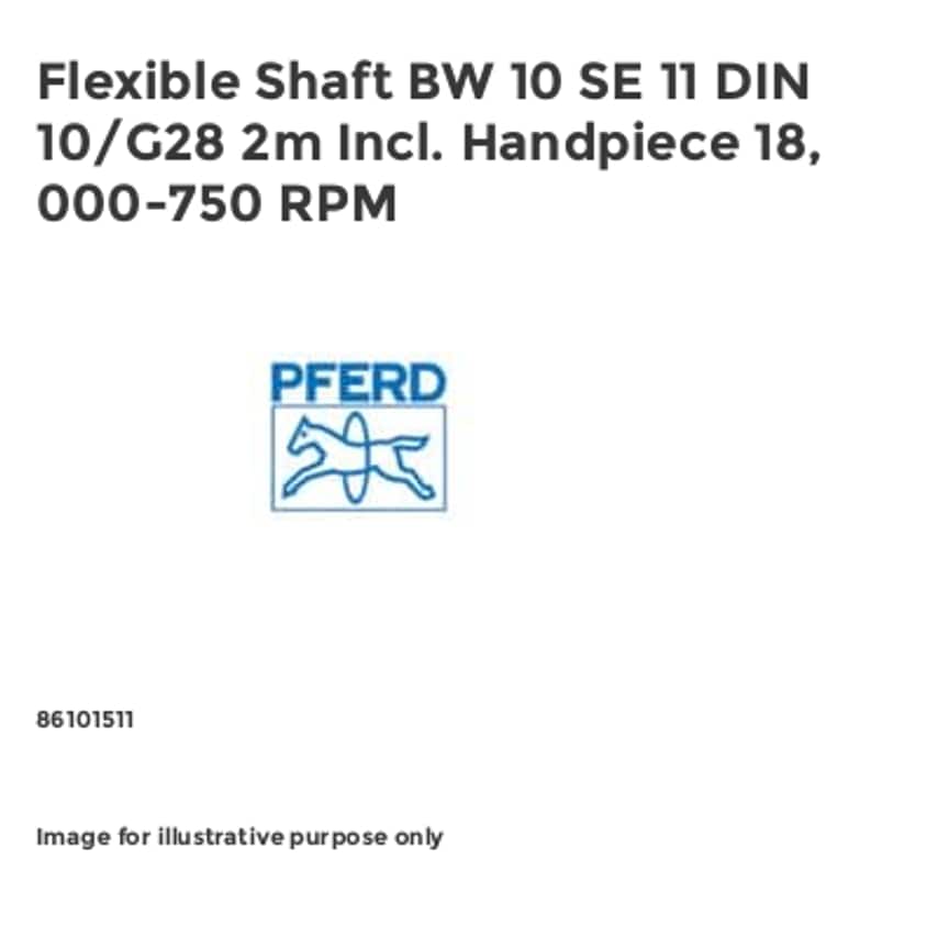 Flexible Shaft BW 10 SE 11 DIN 10/G28 2m Incl. Handpiece 18, 000-750 RPM
